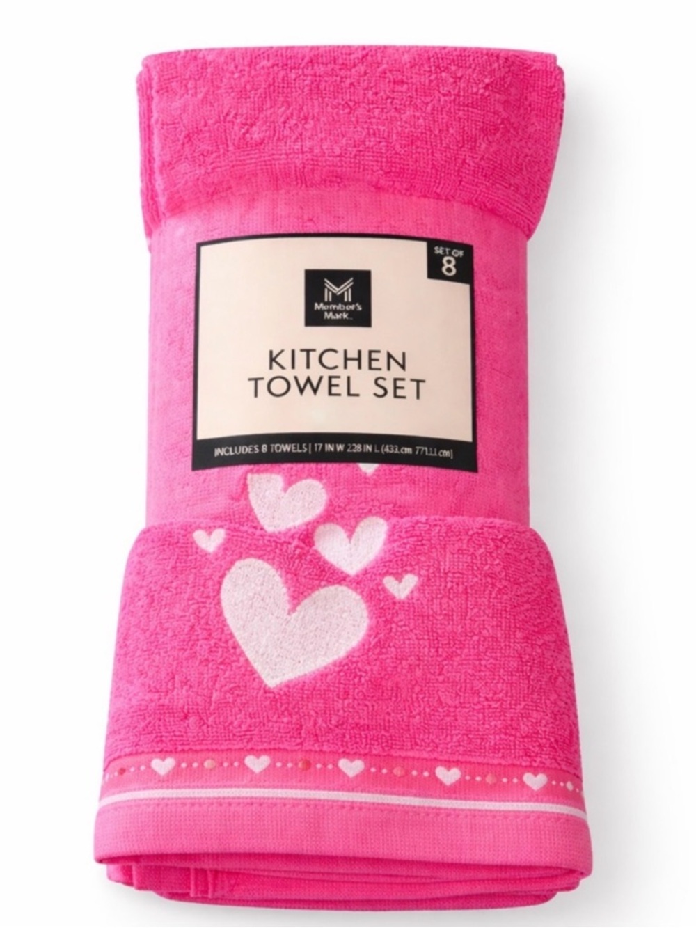 Member's Mark Pink Heart Kitchen Towel Set